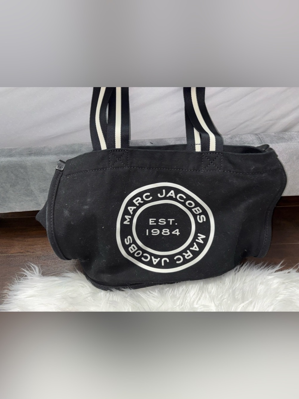 Marc Jacobs Black Canvas Tote with White Logo